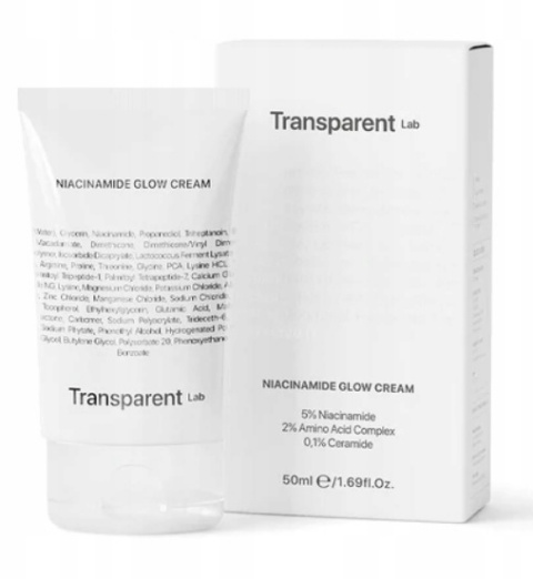 Transparent Lab NIACINAMIDE GLOW CREAM – rozjaśniająco- nawiżający krem do twarzy z niacynamidem 5% 50 ml Transparent Lab NIACINAMIDE GLOW CREAM – rozjaśniająco- nawiżający krem do twarzy z niacynamidem 5% 50 ml