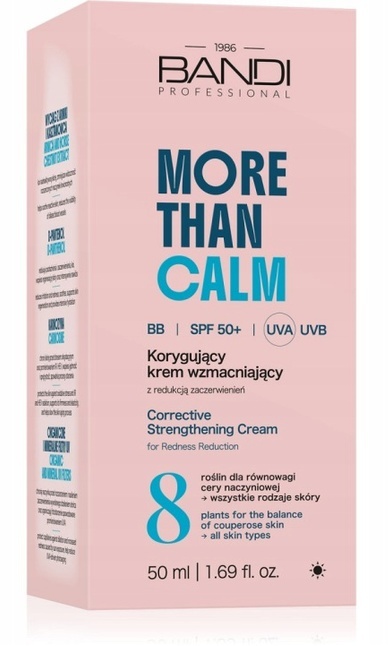 BANDI - MORE THAN CALM Korygujący krem wzmacniający BB z redukcją zaczerwienień SPF 50+