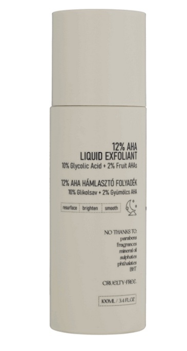 Nerds. - 12% AHA Liquid Exfoliant tonik złuszczający AHA 12% (10% kwas glikolowy + 2% kwasy owocowe) 100ml
