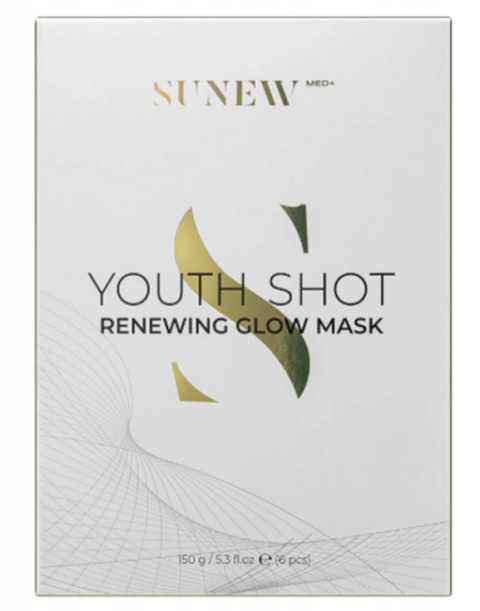 SUNEW MED + - YOUTH SHOT RENEWING GLOW MASK maska odmładzająca w płacie 6szt SUNEW MED + - YOUTH SHOT RENEWING GLOW MASK maska odmładzająca w płacie 6szt