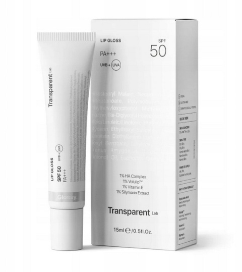 TRANSPARENT LAB - Lip Gloss Glossy SPF50 Nawilżający balsam do ust 15ml TRANSPARENT LAB - Lip Gloss Glossy SPF50 Nawilżający balsam do ust 15ml
