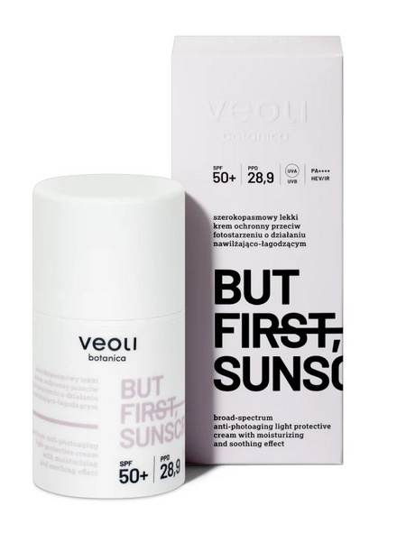VEOLI BOTANICA - BUT FIRST, SUNSCREEN ekki krem ochronny przeciw fotostarzeniu o działaniu nawilżająco-łagodzącym SPF 50+ VEOLI BOTANICA - BUT FIRST, SUNSCREEN ekki krem ochronny przeciw fotostarzeniu o działaniu nawilżająco-łagodzącym SPF 50+