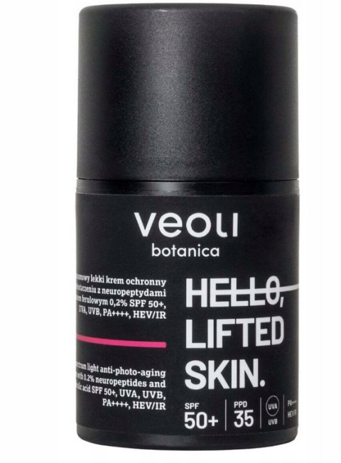 VEOLI BOTANICA - HELLO, LIFTED SKIN Szerokopasmowy lekki krem ochronny przeciw fotostarzeniu z neuropeptydami VEOLI BOTANICA - HELLO, LIFTED SKIN Szerokopasmowy lekki krem ochronny przeciw fotostarzeniu z neuropeptydami