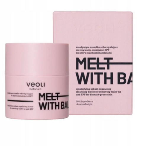 VEOLI BOTANICA - MELT WITH BALANCE Emulgujące masełko seboregulujące do zmywania makijażu i SPF do skóry z niedoskonałościami