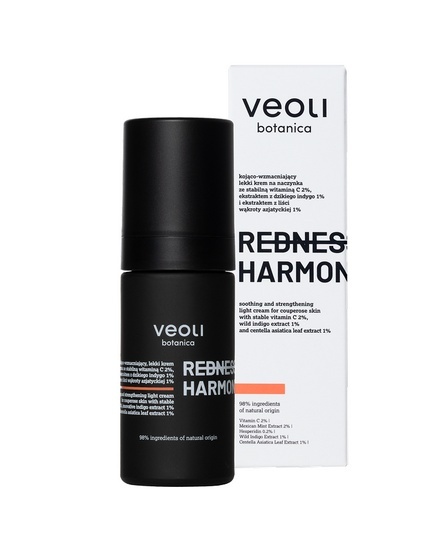 VEOLI BOTANICA - REDNESS HARMONY Kojąco-wzmacniający lekki krem na naczynka ze stabilną witaminą C 2%